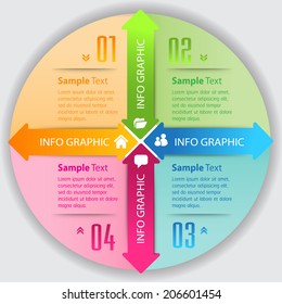 cycle circle modern template for website and graphic, icon, number, text box.