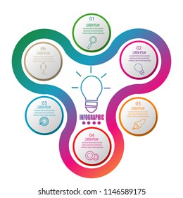 Cycle creative modern timeline infographic template element for workflow,process,presentation with modern bulb circle concept design vector