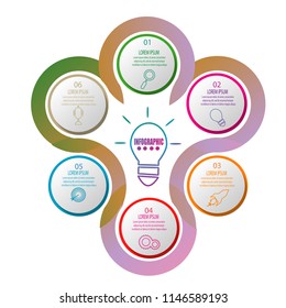 Cycle creative modern timeline infographic template element for workflow,process,presentation with modern bulb circle concept design vector