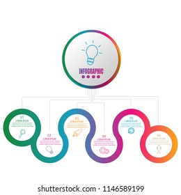 Cycle creative modern timeline infographic template element for workflow,process,presentation with modern bulb circle concept design vector