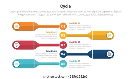 cycle or cycles stage infographics template diagram with round box creative circle and 3 point step creative design for slide presentation