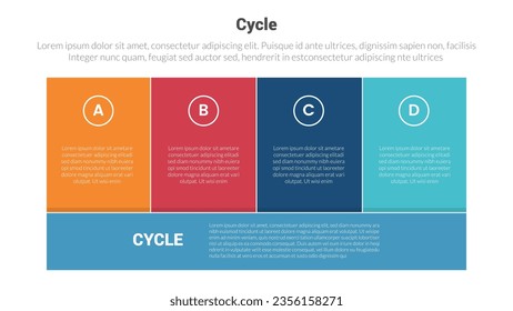 Stufenfografikdiagramm mit Boxtabellenhintergrund und 4-Punkte-Kreativdesign für die Präsentation