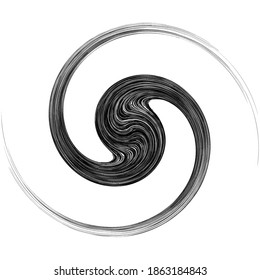 Cycle design element with contort, spin effect. Abstract swerve circlet spiral