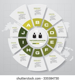 Cycle design template and business concept with 10 options, parts, steps or processes/graphic or website layout. Vector.
