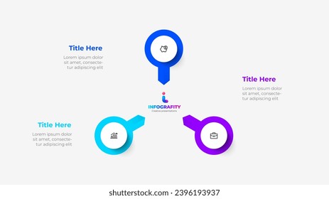 Cycle diagram with 3 options or steps. Slide for business presentation
