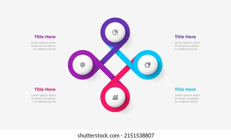 Cycle diagram with 4 options or steps. Slides for business presentation. Abstract infographics.