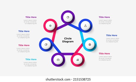 Cycle diagram with 7 options or steps. Slides for business presentation. Abstract infographics.