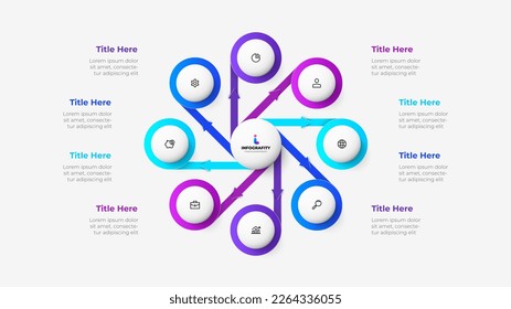 Cycle diagram with 8 options or steps. Slide for business presentation. Infographic template