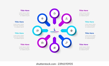 Cycle diagram with 8 options or steps. Slide for business presentation