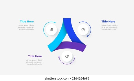 Cycle diagram divided into 3 segments. Concept of three options of business project infographic. Vector illustration for data analysis visualization.
