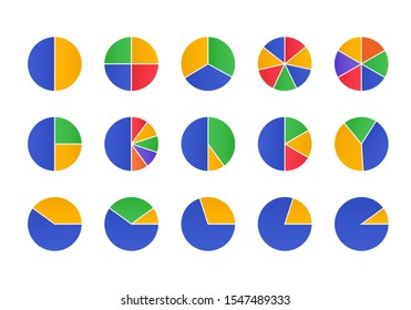 Cycle diagram for infographics. Vector chart can be used for graph, report, presentation, brochure, web design. Set of pie chart.