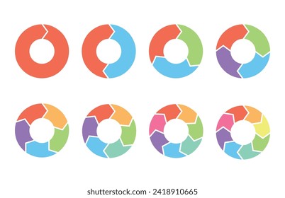 Cycle diagram pie chart set, infographic template