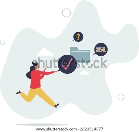Cycle of feedback and customer review control process .Marketing loop with client comment, product or service improvement and reply. character life .