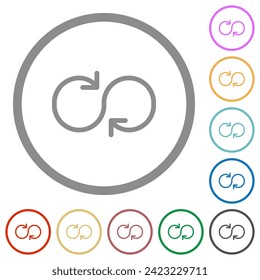 Iconos de color plano en contornos redondos sobre fondo blanco