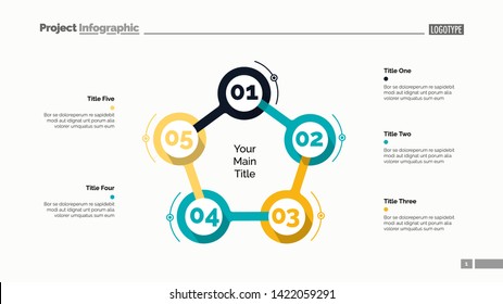 Cycle flowchart with five elements. Step diagram, option chart, layout. Creative concept for infographics, presentation, project, report. Can be used for topics like management, workflow, marketing.