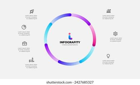 Zyklusverlaufsdiagramm, das in 7 Optionen des Geschäftsprojektmanagements unterteilt ist. Vektordarstellung zur Datenanalyse-Visualisierung