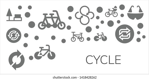 cycle icon set. 11 filled cycle icons.  Simple modern icons about  - Park, Tandem, Loop, Bicycle, Sync, Bike