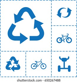 Cycle icon. set of 6 cycle filled icons such as recycle, update, bicycle