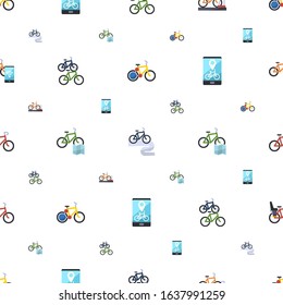 cycle icons pattern seamless. Included editable flat bike sharing, Bike tour, bicycle parking, bike station, rental map, rental app icons. cycle icons for web and mobile.