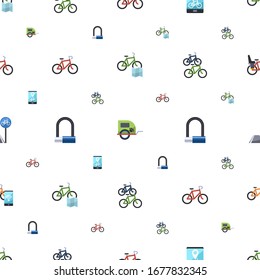 cycle icons pattern seamless. Included editable flat Bike rental map, pet trailer, Bike rental app, Bike, padlock, station, bicycle lane icons. cycle icons for web and mobile.