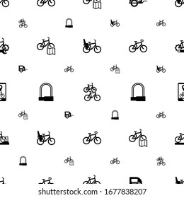 cycle icons pattern seamless. Included editable filled Bike Child seat, bike station, pet trailer, Bike rental map, padlock, rental app icons. cycle icons for web and mobile.
