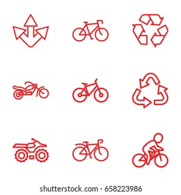 Cycle icons set. set of 9 cycle outline icons such as recycle, bicycle, motorcycle