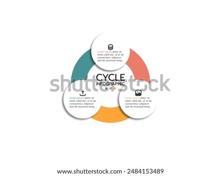 Cycle infographic with 3 segments with icons. Concept of three options of business project infographic.