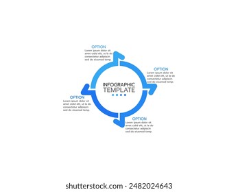 Cycle infographic concept of cyclic business process with 4 stages. Modern infographic design template. Modern flat vector illustration for data visualization.