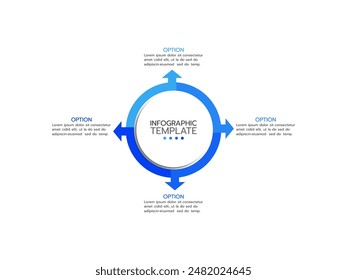 Concepto infográfico de ciclo de proceso cíclico de negocios con 4 etapas. Plantilla de diseño de infografía moderna. Ilustración vectorial plana moderna para visualización de datos.