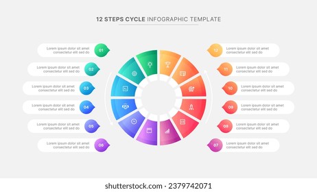 Plantilla de diseño de Infografía de Ciclo con 12 etapas