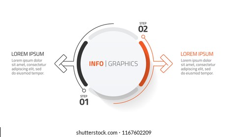 Cycle infographic process with modern circle main idea. business design elements with 2 options, arrow lines.