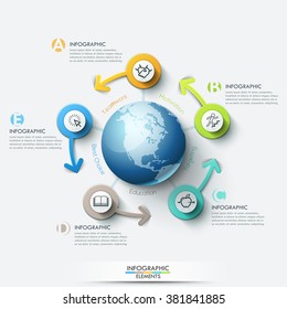 Cycle infographic template. Business global template with arrows. Can be used for workflow layout, banner, diagram, web design, infographic template.