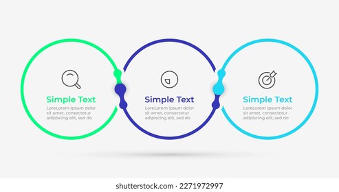 Cycle Infographic timeline of 3 options, steps or labels. Vector illustration for data analysis visualization.