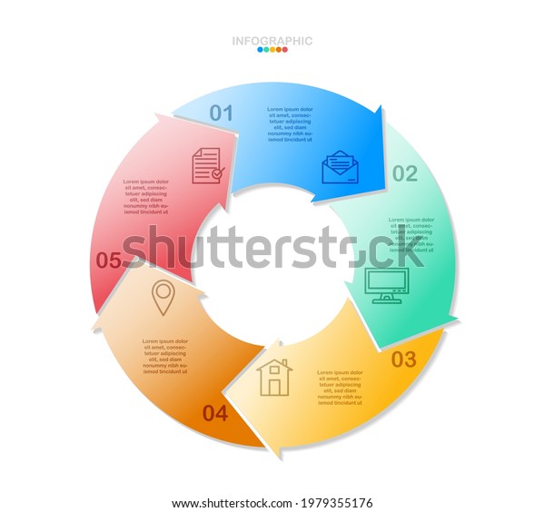 Cycle\
infographic vector, 5 Options diagram with line icons, Circle chart\
infographic template.(divided into layers in\
file)