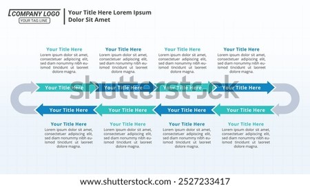 Cycle Infographics Diagram with 8 Steps on a 16:9 ratio for Business Cycles, Progress, Plans, Goals, and Website Design.