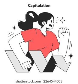 Cycle of investor emotions. Capitulation of character throughout the cycle in share market. Emotional roller coaster of investing. Flat vector illustration