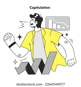 Cycle of investor emotions. Capitulation of character throughout the cycle in share market. Emotional roller coaster of investing. Flat vector illustration