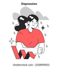Cycle of investor emotions. Depression of character throughout the cycle in share market. Emotional roller coaster of investing. Flat vector illustration