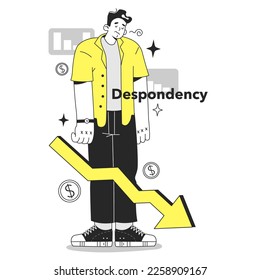 Cycle of investor emotions. Despondency of character throughout the cycle in share market. Emotional roller coaster of investing. Flat vector illustration