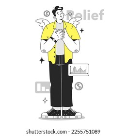 Cycle of investor emotions. Relief of character throughout the cycle in share market. Emotional roller coaster of investing. Flat vector illustration