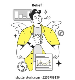 Cycle of investor emotions. Relief of character throughout the cycle in share market. Emotional roller coaster of investing. Flat vector illustration