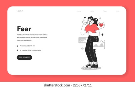 Cycle of investor emotions web banner or landing page. Fear of character throughout the cycle in share market. Emotional roller coaster of investing. Flat vector illustration