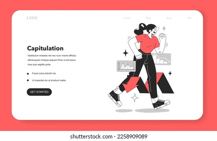 Cycle of investor emotions web banner or landing page. Capitulation of character throughout the cycle in share market. Emotional roller coaster of investing. Flat vector illustration