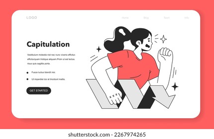 Cycle of investor emotions web banner or landing page. Capitulation of character throughout the cycle in share market. Emotional roller coaster of investing. Flat vector illustration