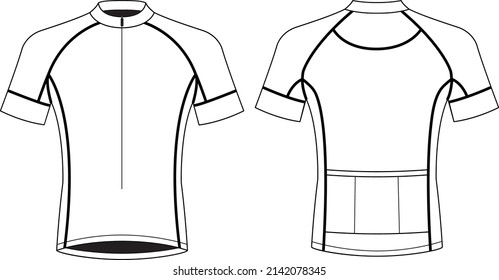 Cycle jersey. Cycling shirt, cyclist shirt sport wear protection equipment vector illustration. Uniform.