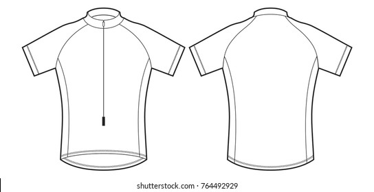 Cycle jersey. Cycling shirt, cyclist shirt sport wear protection equipment vector illustration. Uniform.