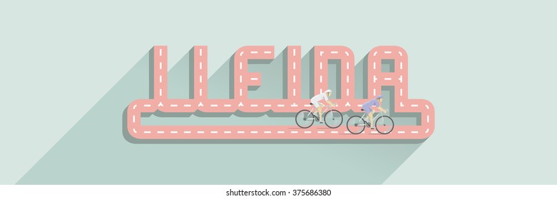 CYCLE LANE. LLEIDA LETTERING