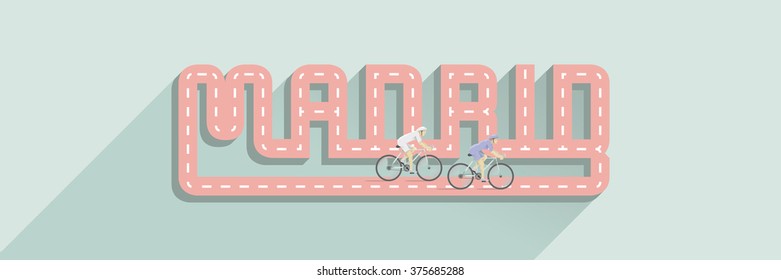 CYCLE LANE. MADRID LETTERING