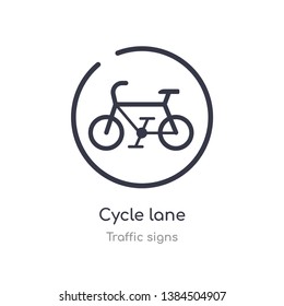 cycle lane outline icon. isolated line vector illustration from traffic signs collection. editable thin stroke cycle lane icon on white background