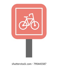 Cycle Lane Sign Flat Colored Icon
